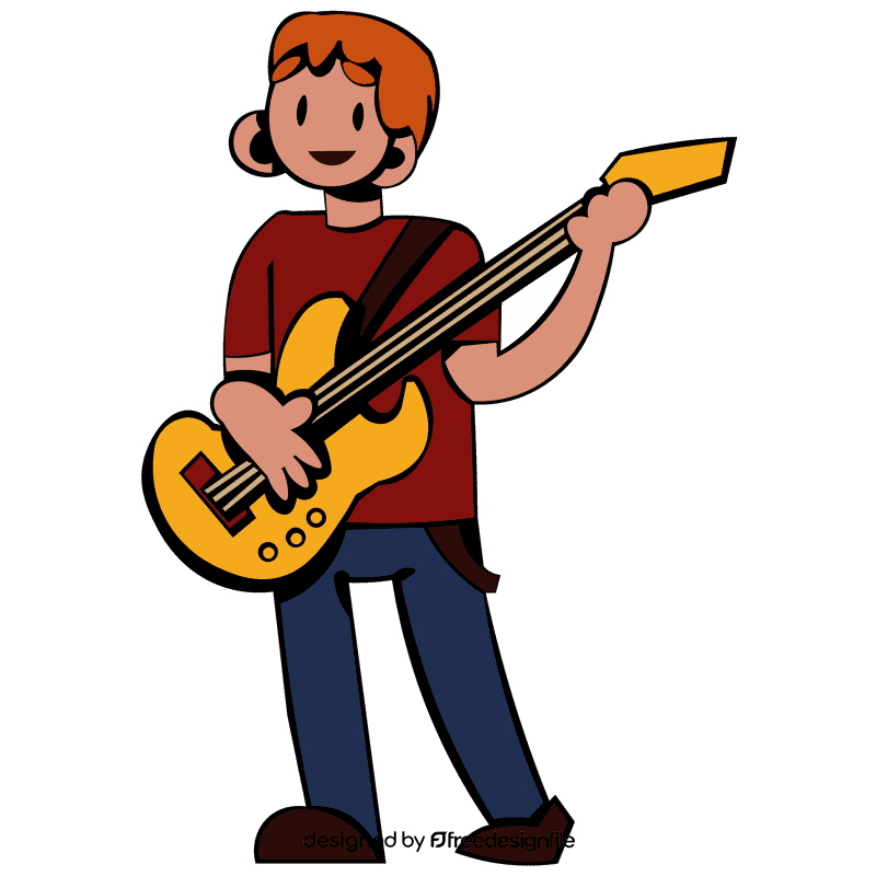 Bass guitar player clipart