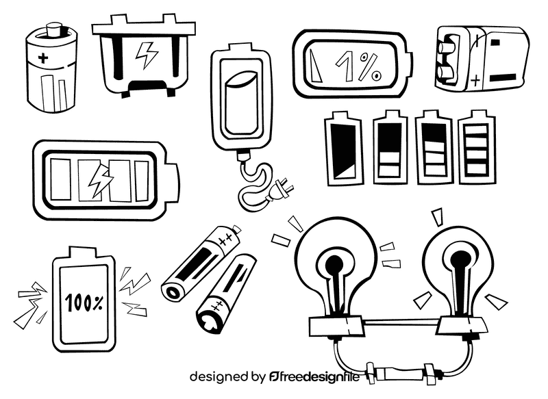 Battery black and white vector