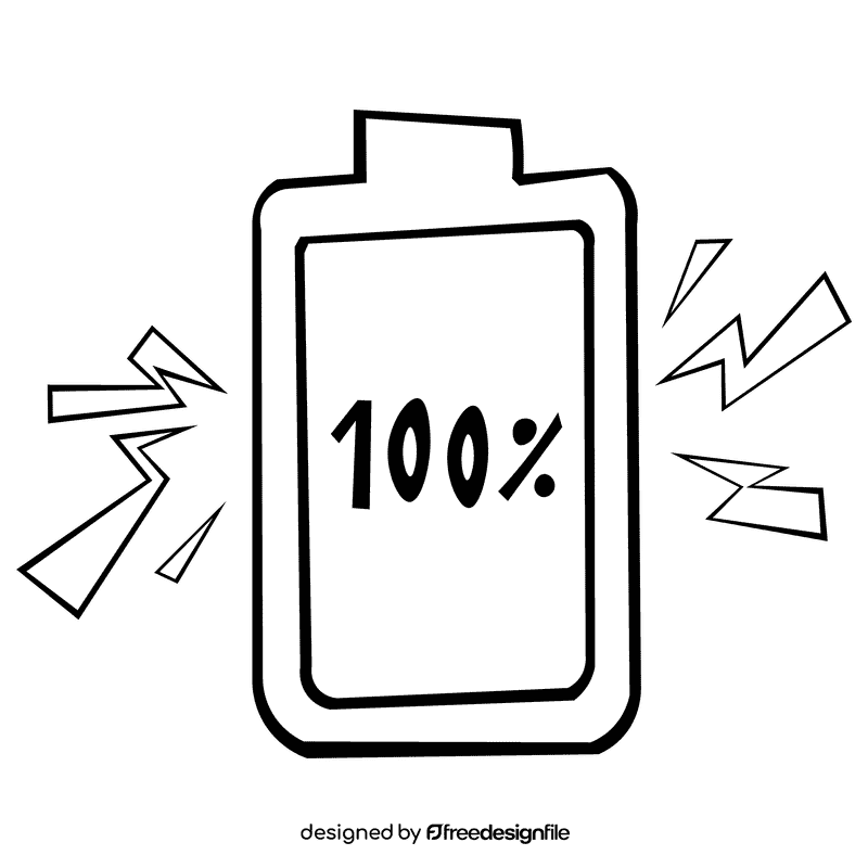 Battery extra full black and white clipart