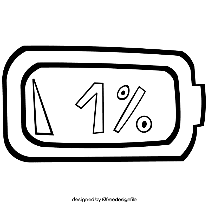 Battery extra low black and white clipart