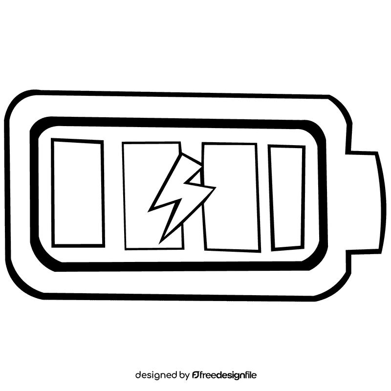 Battery full black and white clipart