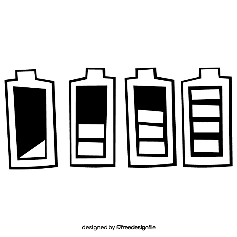 Battery gradation black and white clipart