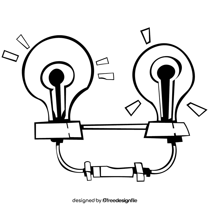 Battery lamps black and white clipart
