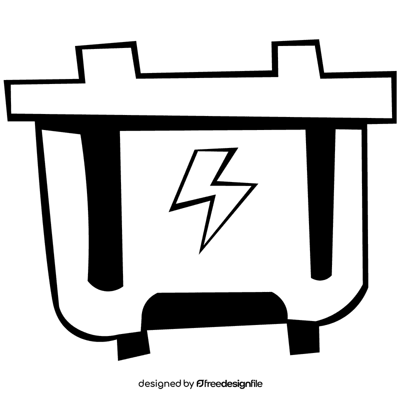 Battery large black and white clipart