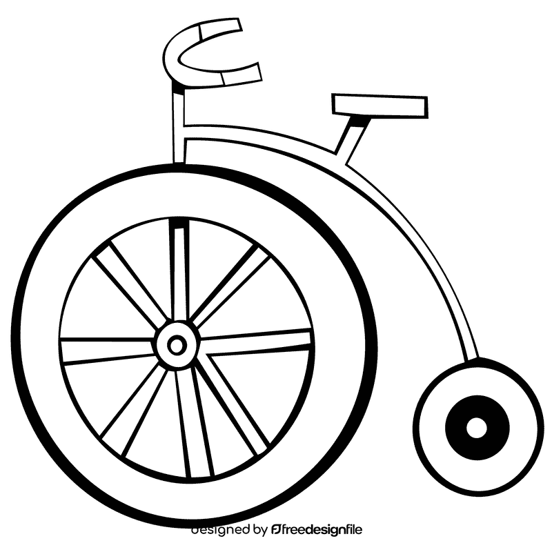 Bike big wheel black and white clipart