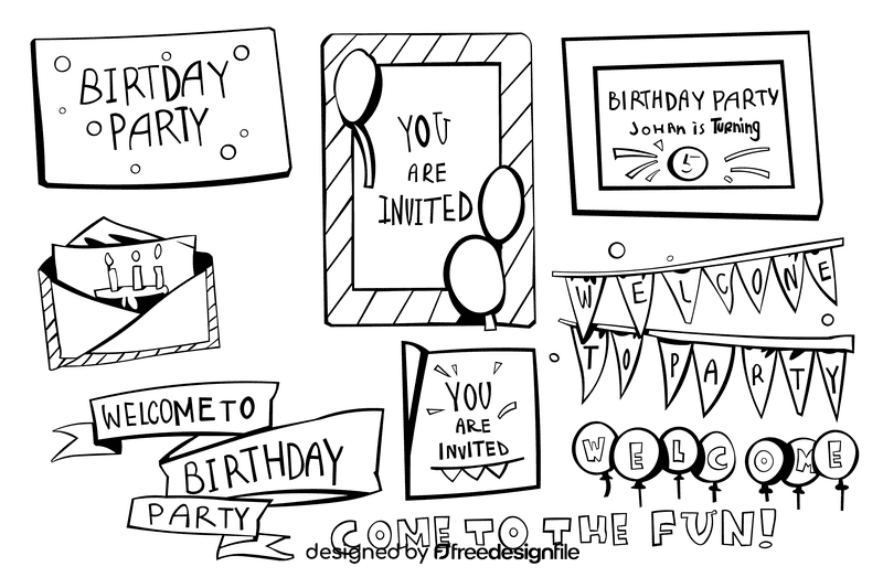 Birthday invitation black and white vector Birthday invitation black and white vector