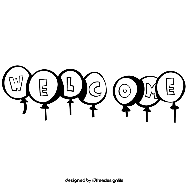 Birthday invitation balloons black and white clipart