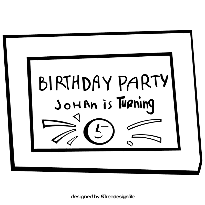 Birthday invitation blue black and white clipart