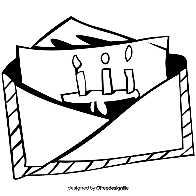 Birthday invitation cake black and white clipart