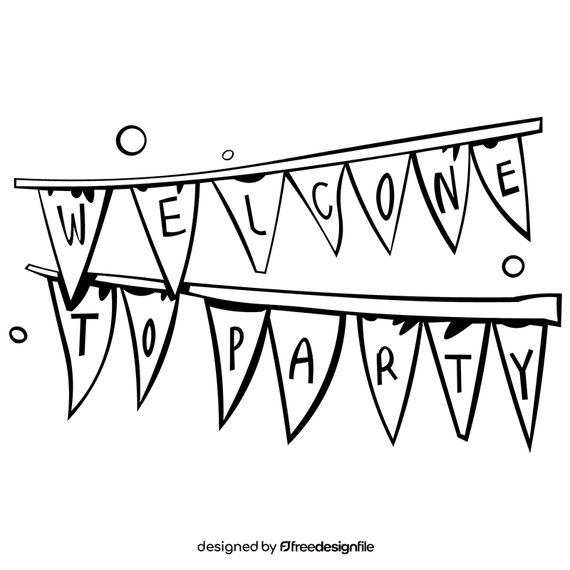 Birthday invitation flags black and white clipart