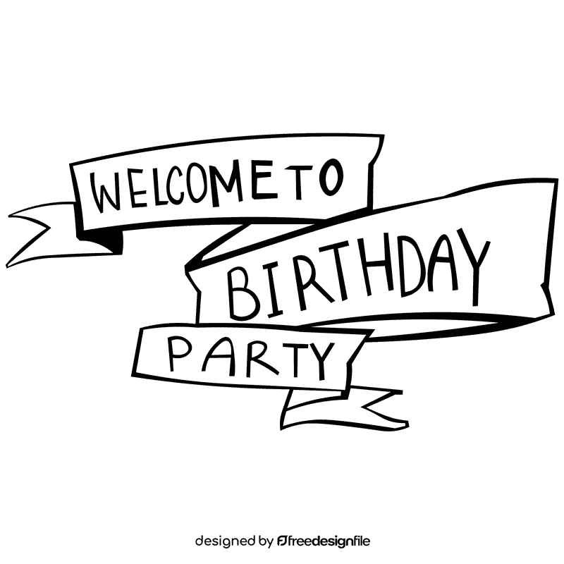 Birthday invitation triple line black and white clipart