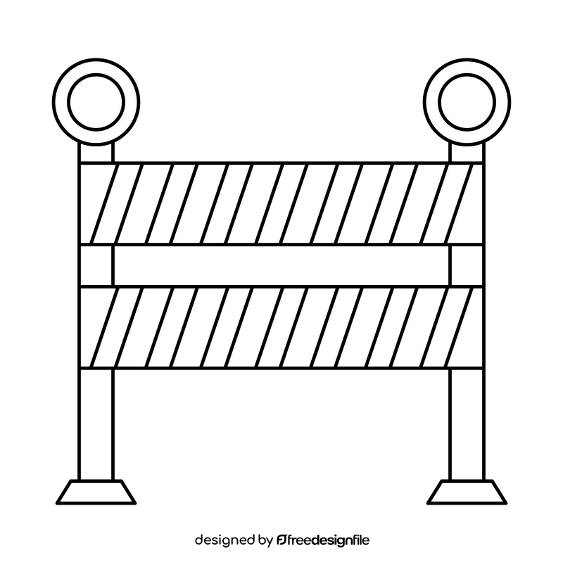 Road barrier drawing black and white clipart