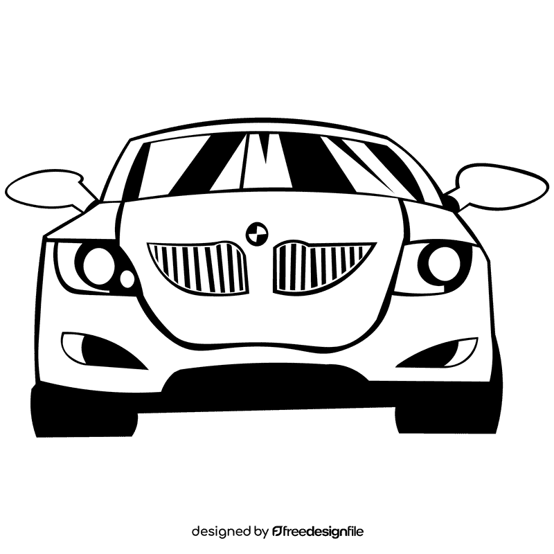 Bmw white front black and white clipart