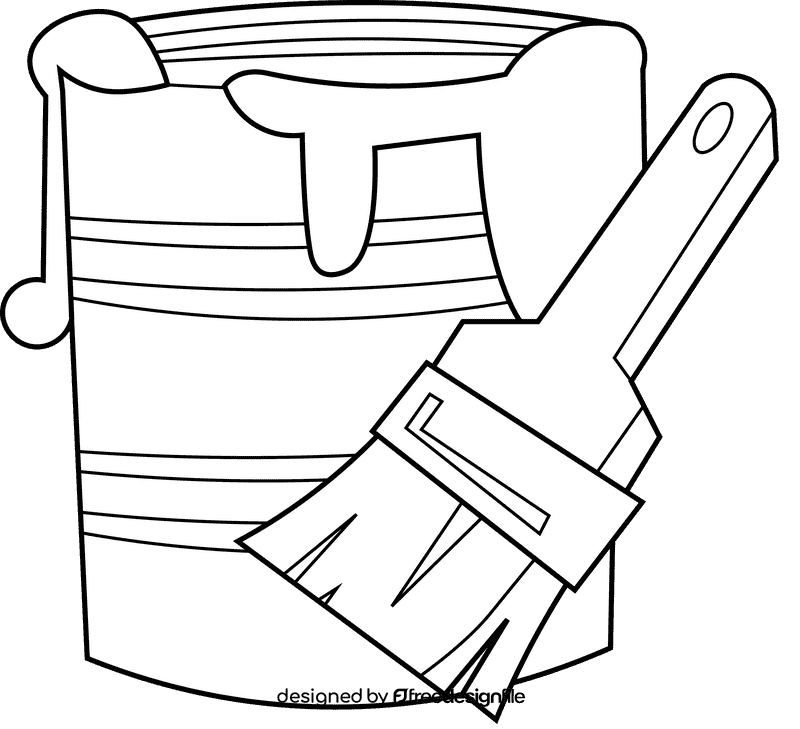 Brush bucket black and white clipart