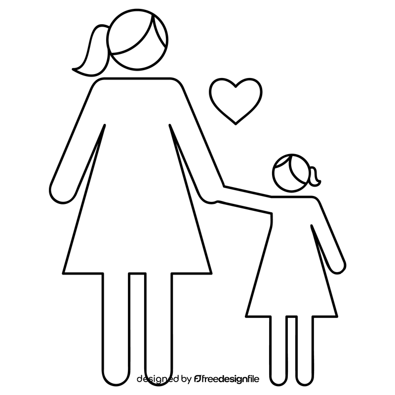 Mothers Day silhouette icon black and white clipart