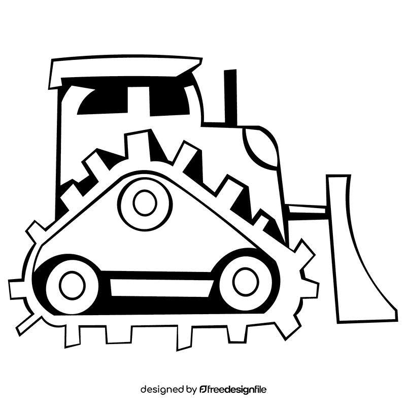 Bulldozer black and white clipart