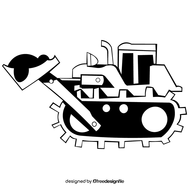 Bulldozer black and white clipart