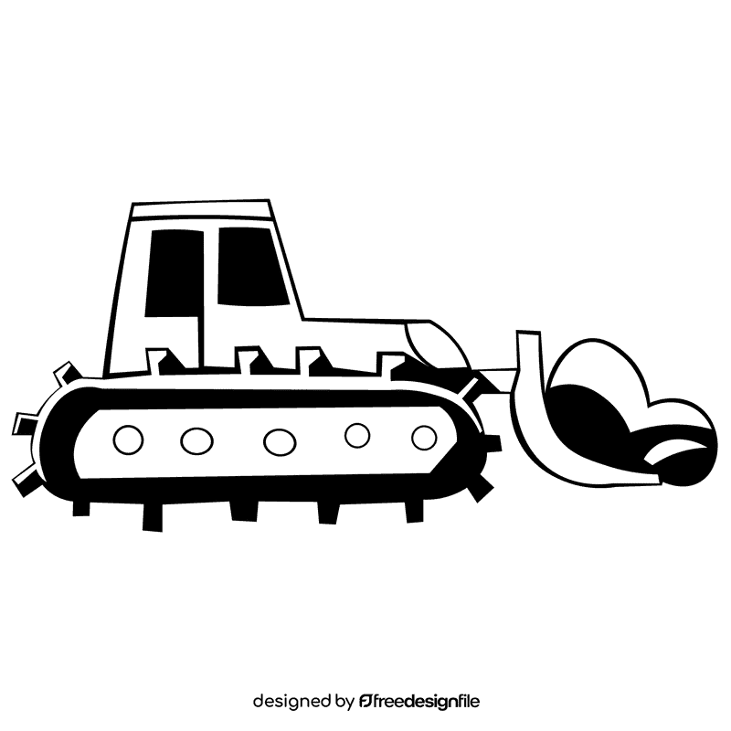 Bulldozer black and white clipart