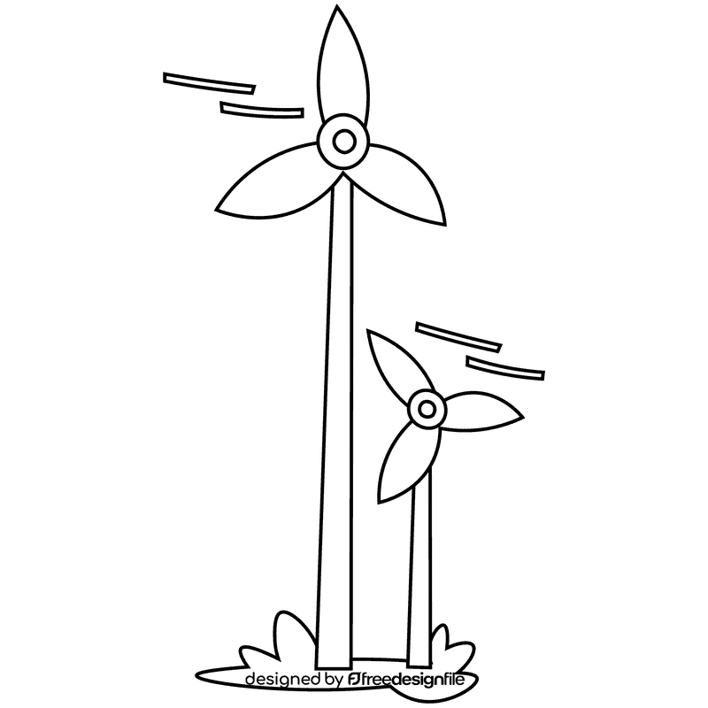 Environment wind turbines black and white clipart