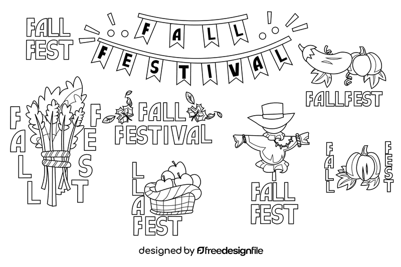 Fall festival black and white vector