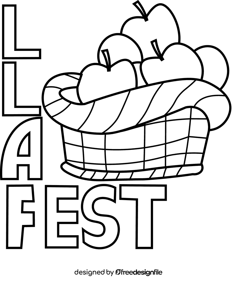 Fall festival apples black and white clipart