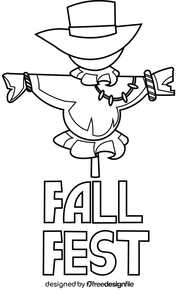 Fall festival scarecrow black and white clipart