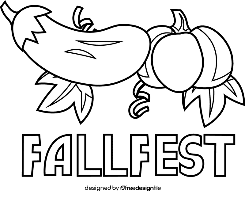 Fall festival vegetables black and white clipart