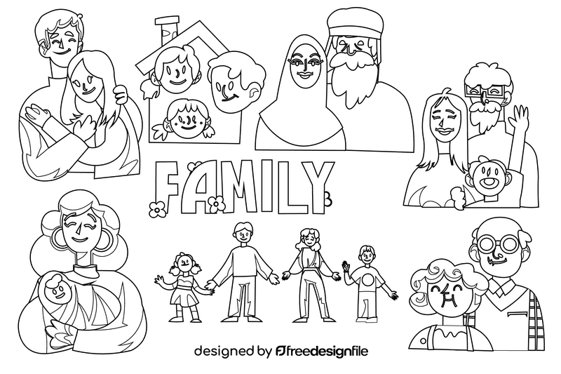 Family black and white vector