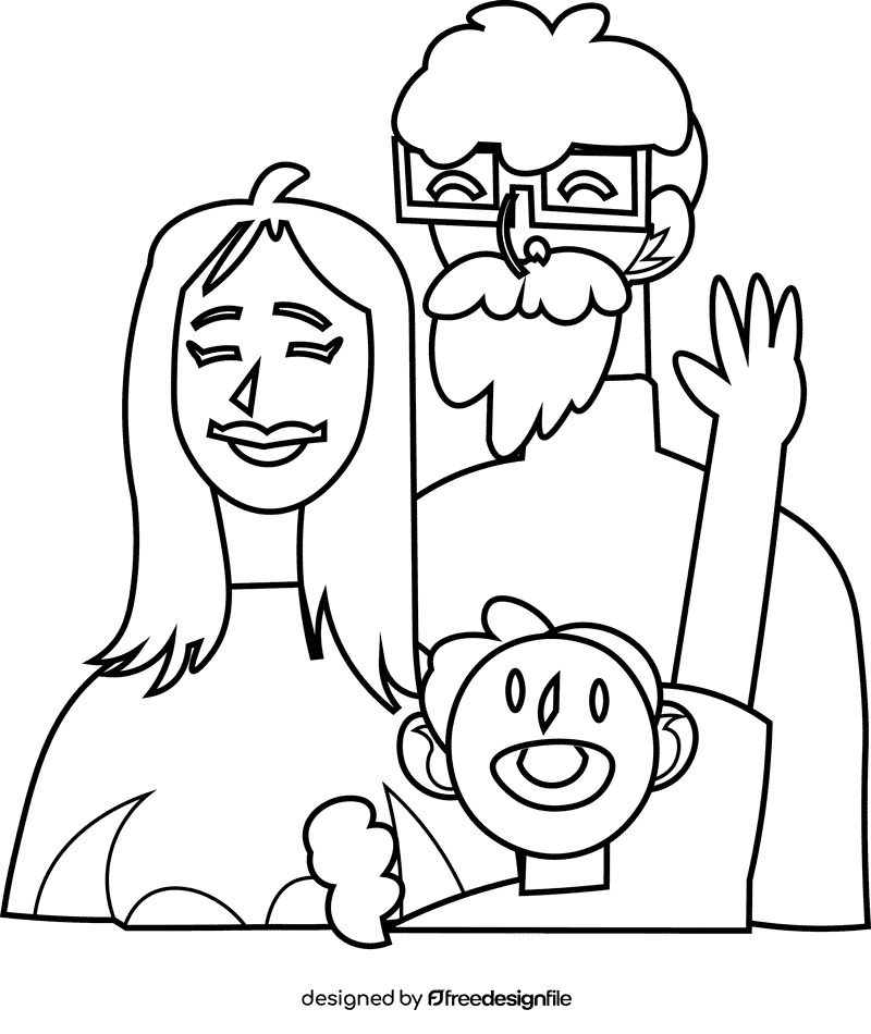 Family black and white clipart