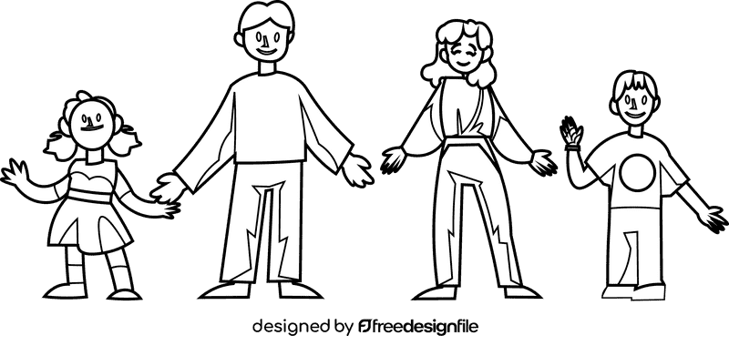 Family black and white clipart