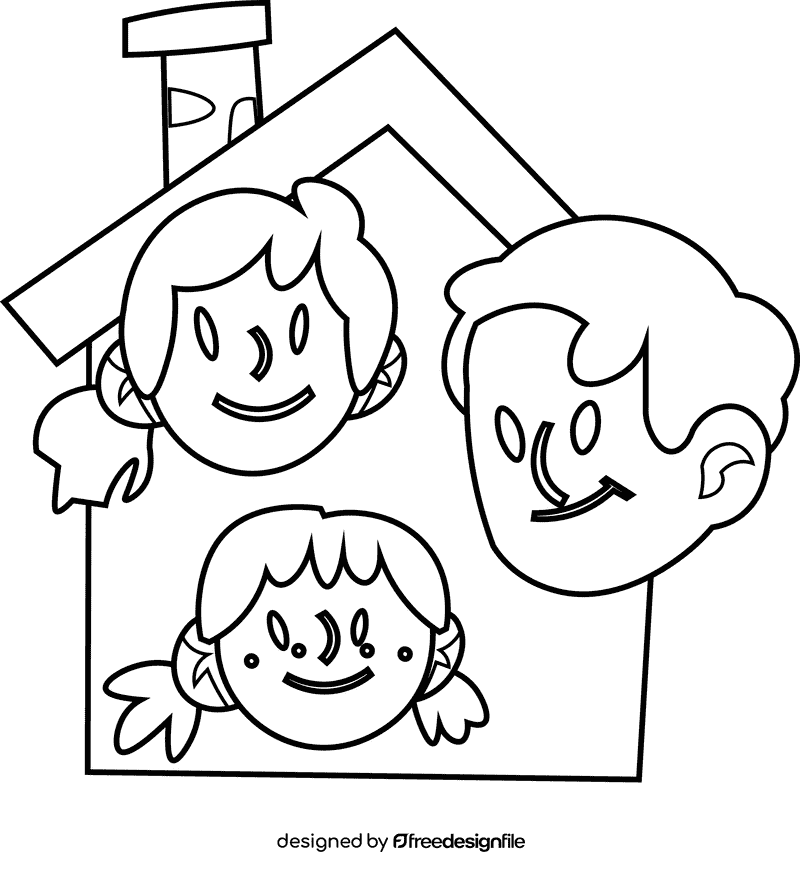 Family house black and white clipart