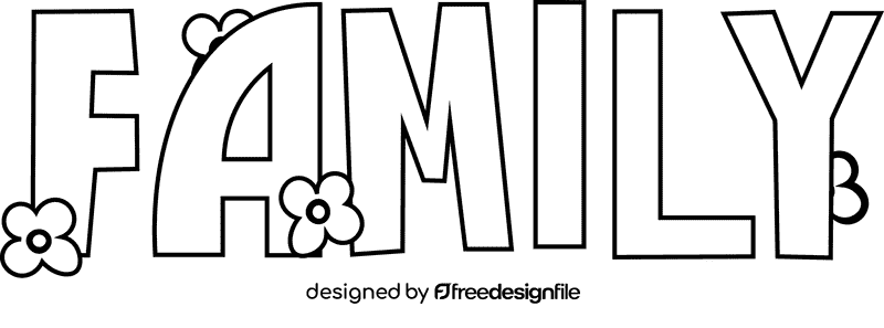 Family sign black and white clipart