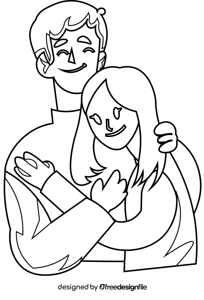 Family young black and white clipart