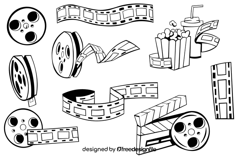 Film reel black and white vector
