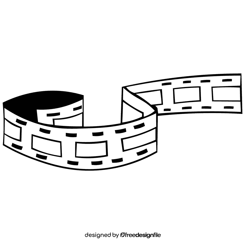 Film reel curved tape black and white clipart