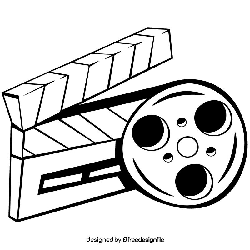 Film reel сlapper board black and white clipart