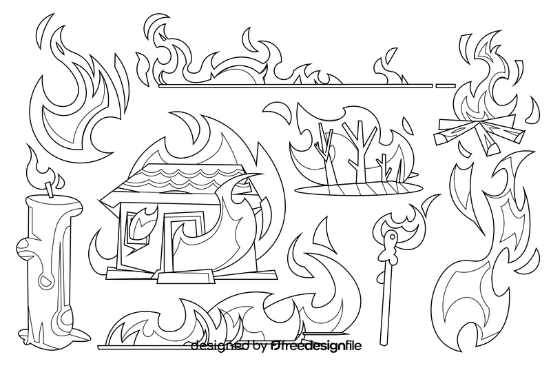 Fire black and white vector