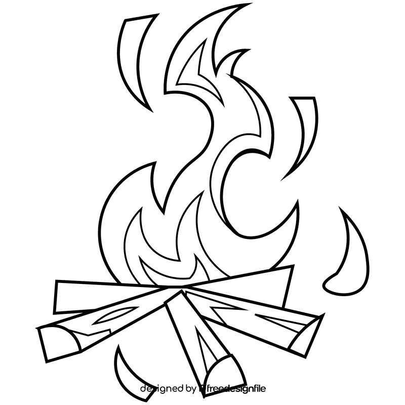 Fire campfire black and white clipart
