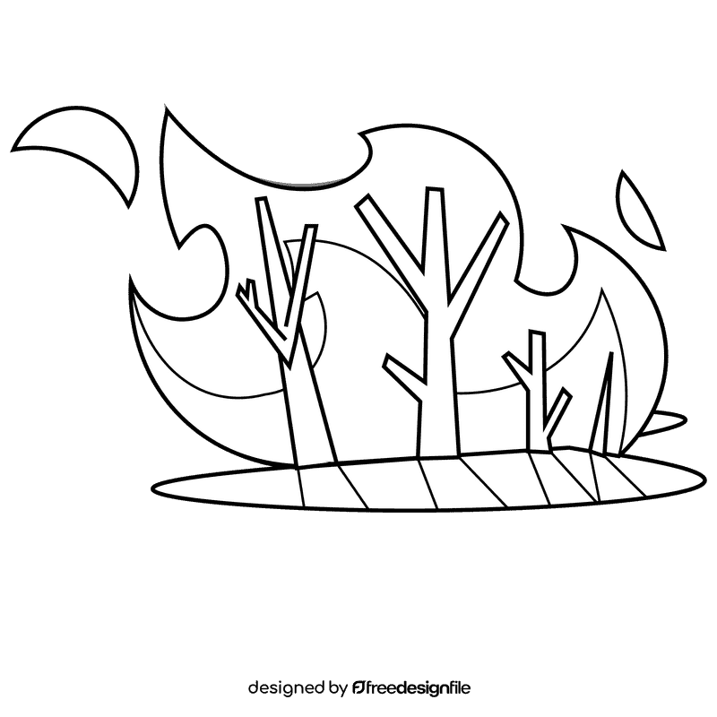 Fire forest black and white clipart
