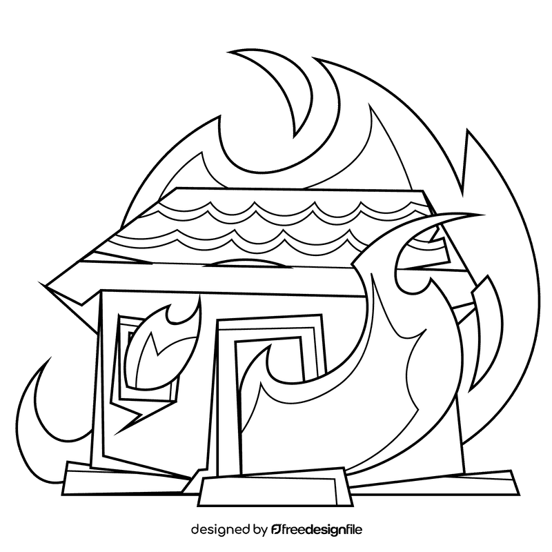 Fire house black and white clipart