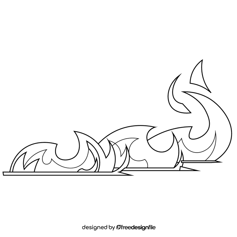 Fire large black and white clipart