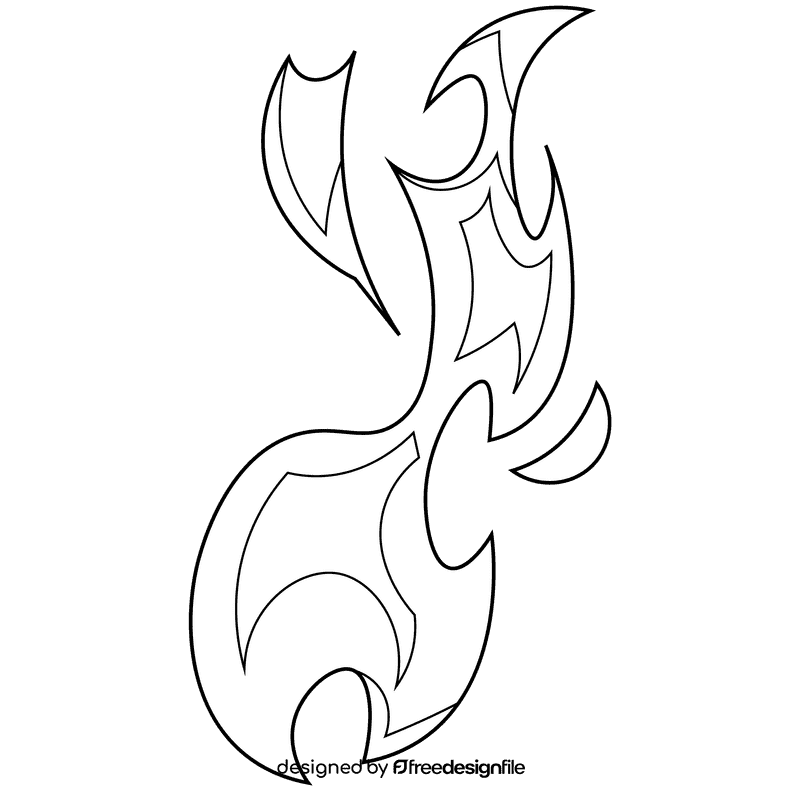 Fire large black and white clipart