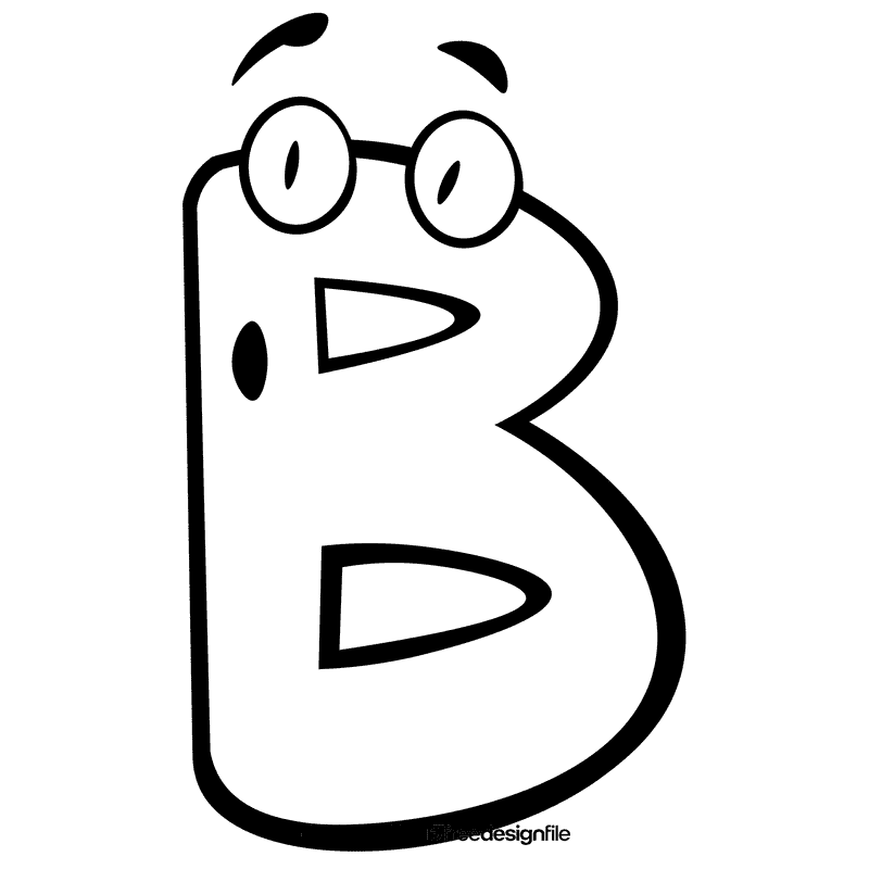 Alphabet letter b black and white clipart