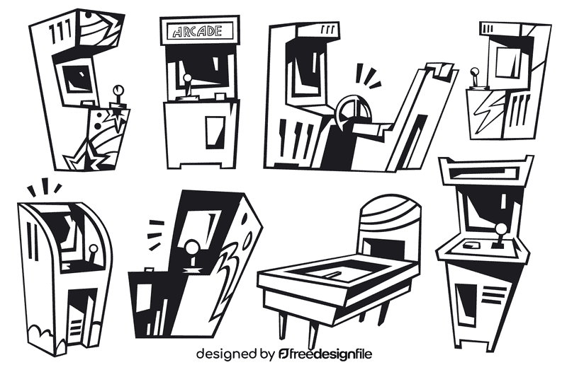 Arcade machine black and white vector