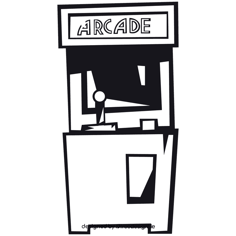 Arcade machine arcade black and white clipart