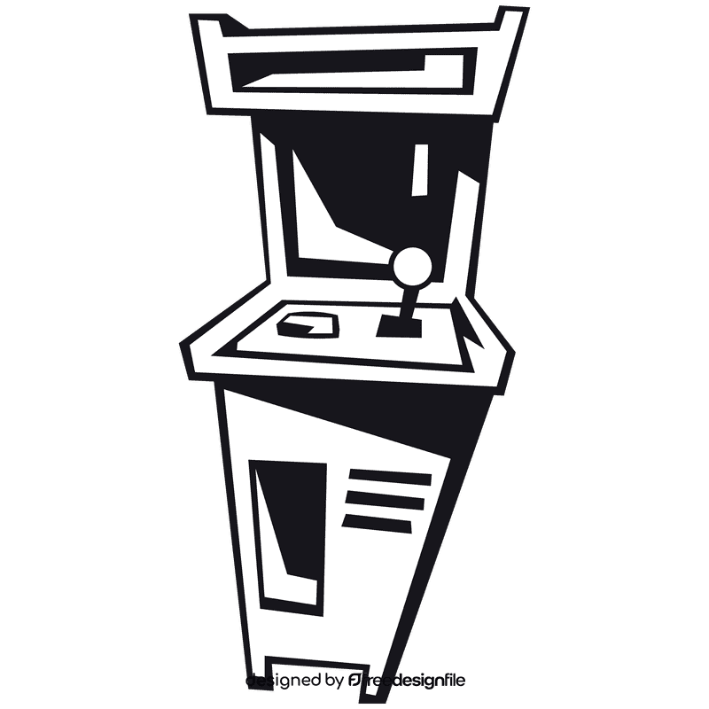 Arcade machine front black and white clipart