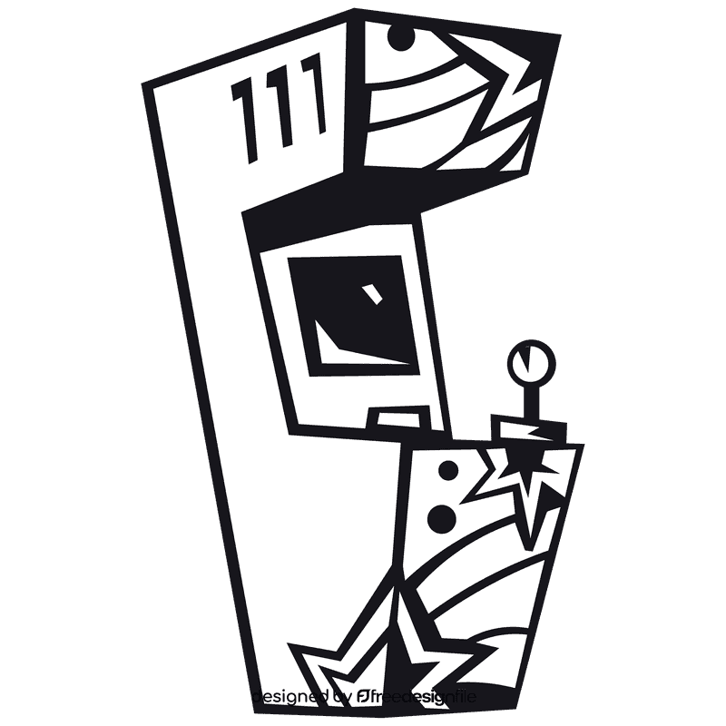 Arcade machine stars black and white clipart