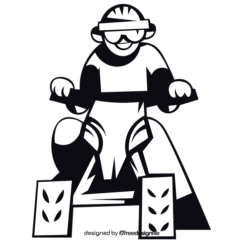 Atv driver black and white clipart