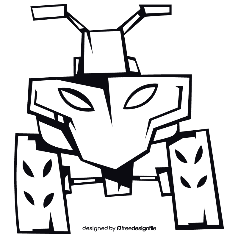 Atv front black and white clipart