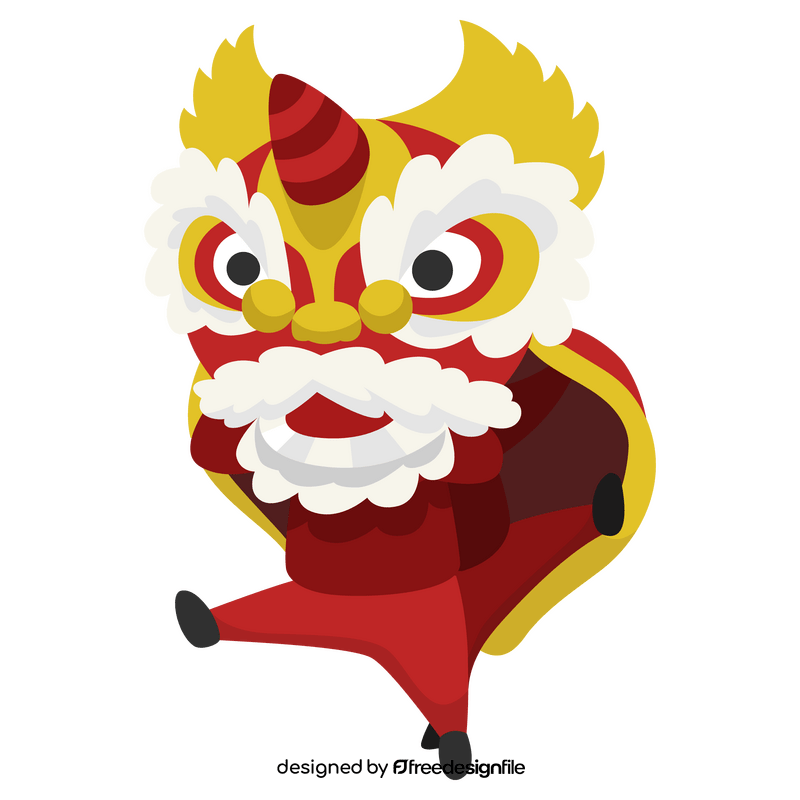 Chinese New Year lion dance clipart
